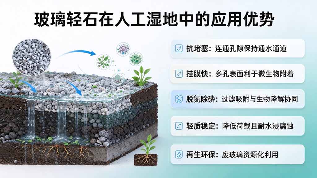 人工湿地提质改造，玻璃轻石滤料为什么越来越受欢迎